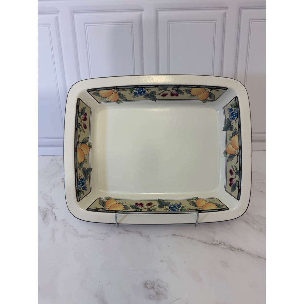 Mikasa Intaglio Garden Harvest CAC29 Rectangular Baker Ceramic Casserole Dish